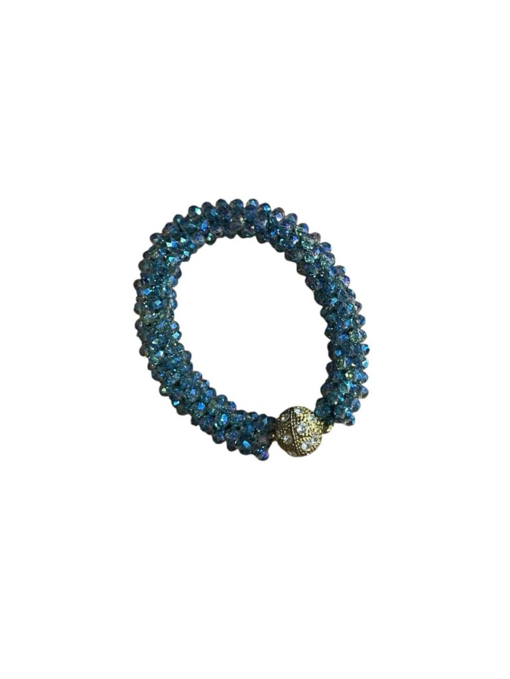 Blue Crystal Bracelet vintage y2k chic beaded iridescent unbranded boho